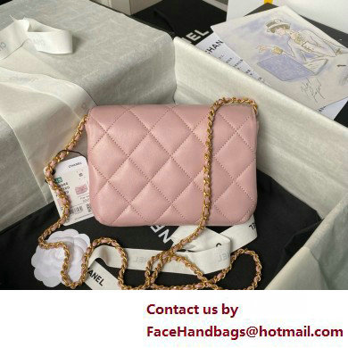 CHANEL Shiny Lambskin, Imitation Pearls & Gold-Tone Metal Mini Flap Bag AS4986 pink 2025 - Click Image to Close